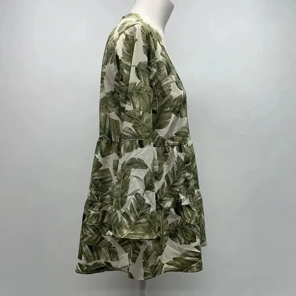 Show Me Your Mumu Marlow Top Blouse Shirt Palm Leaf Print White Green New  XS - Picture 7 of 13
